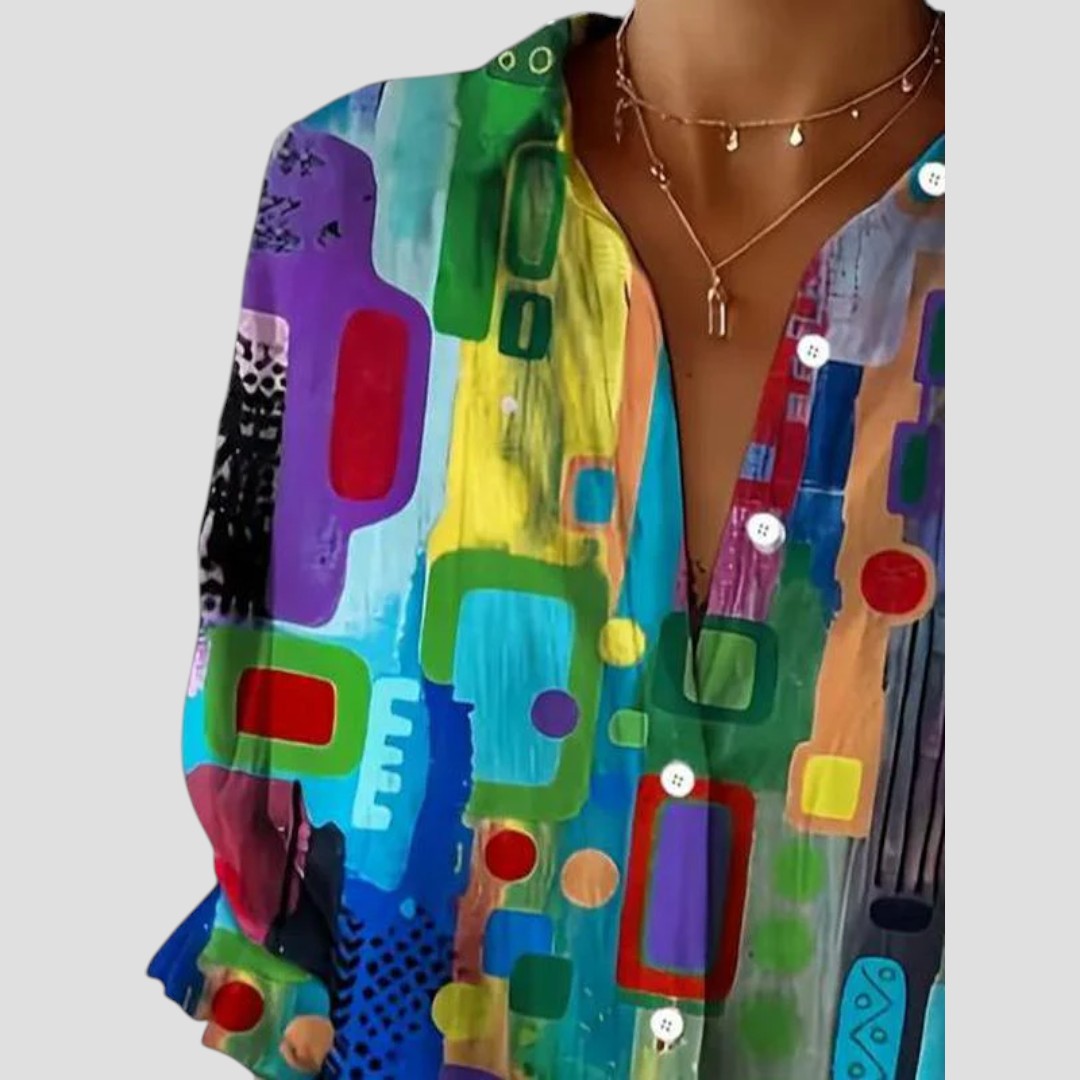 Marjorie™ | Elegant Blouse with Geometric Pattern