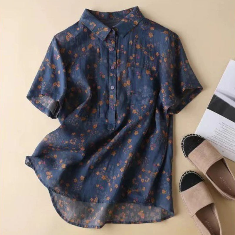Annette™ | Floral Half-Placket Shirt